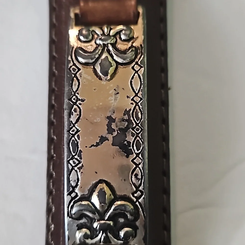 Brighton Vintage Leather Belt sz S Brown with Silvertone hardwear Pre-owned